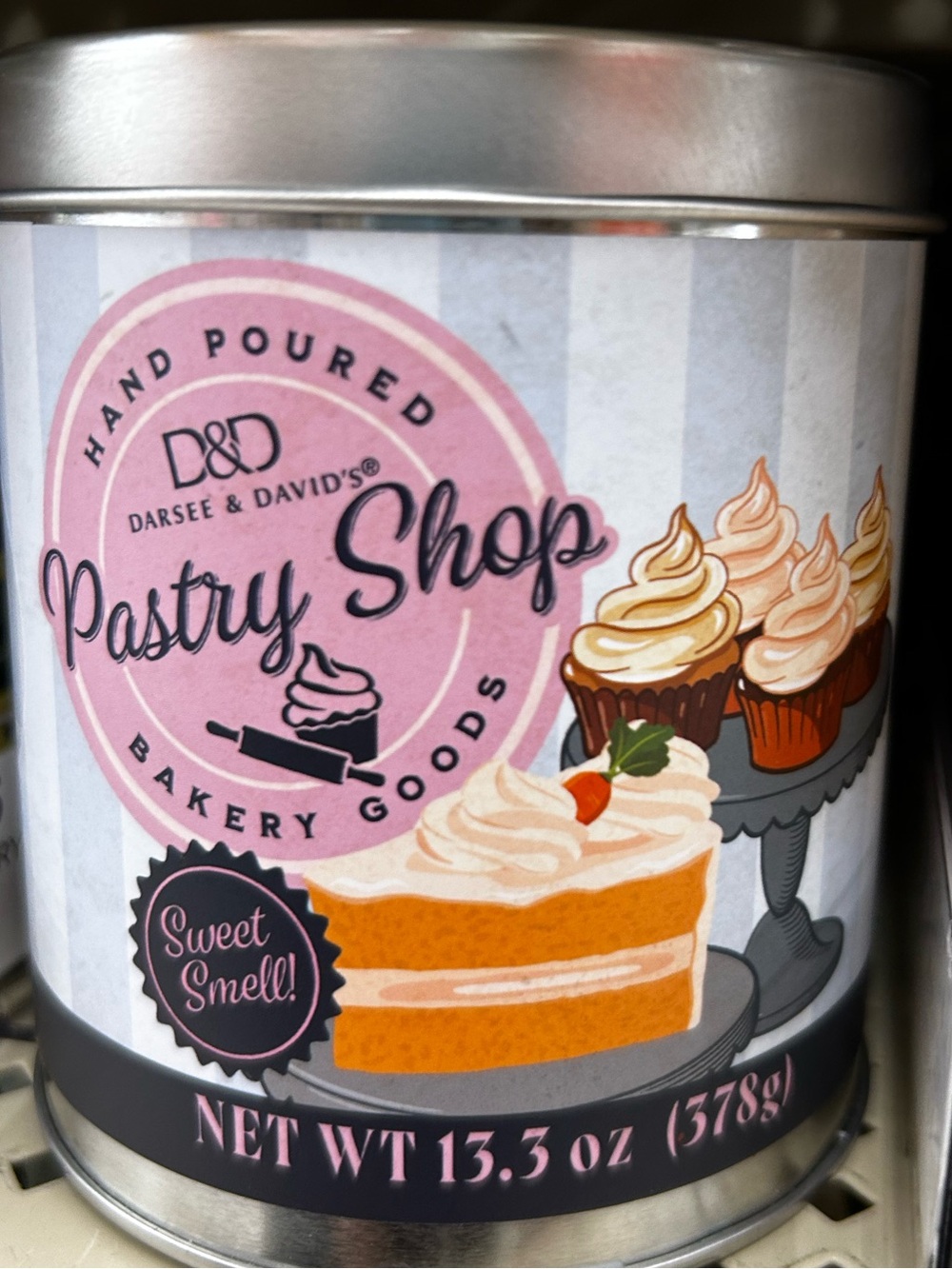 Darsee & David's Pastry Shop Scented Tin Candle - Pink